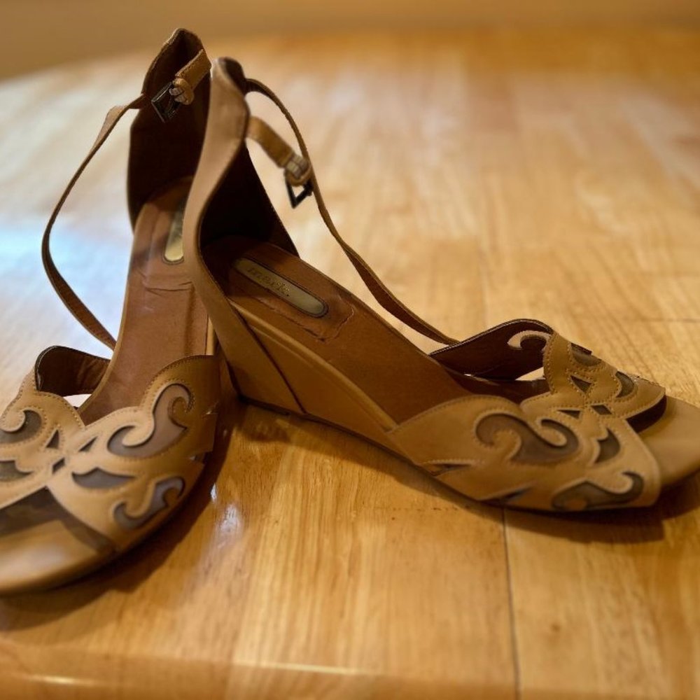Brand New MARK By AVON Camel Colored Wedge Sandal (Size 9)